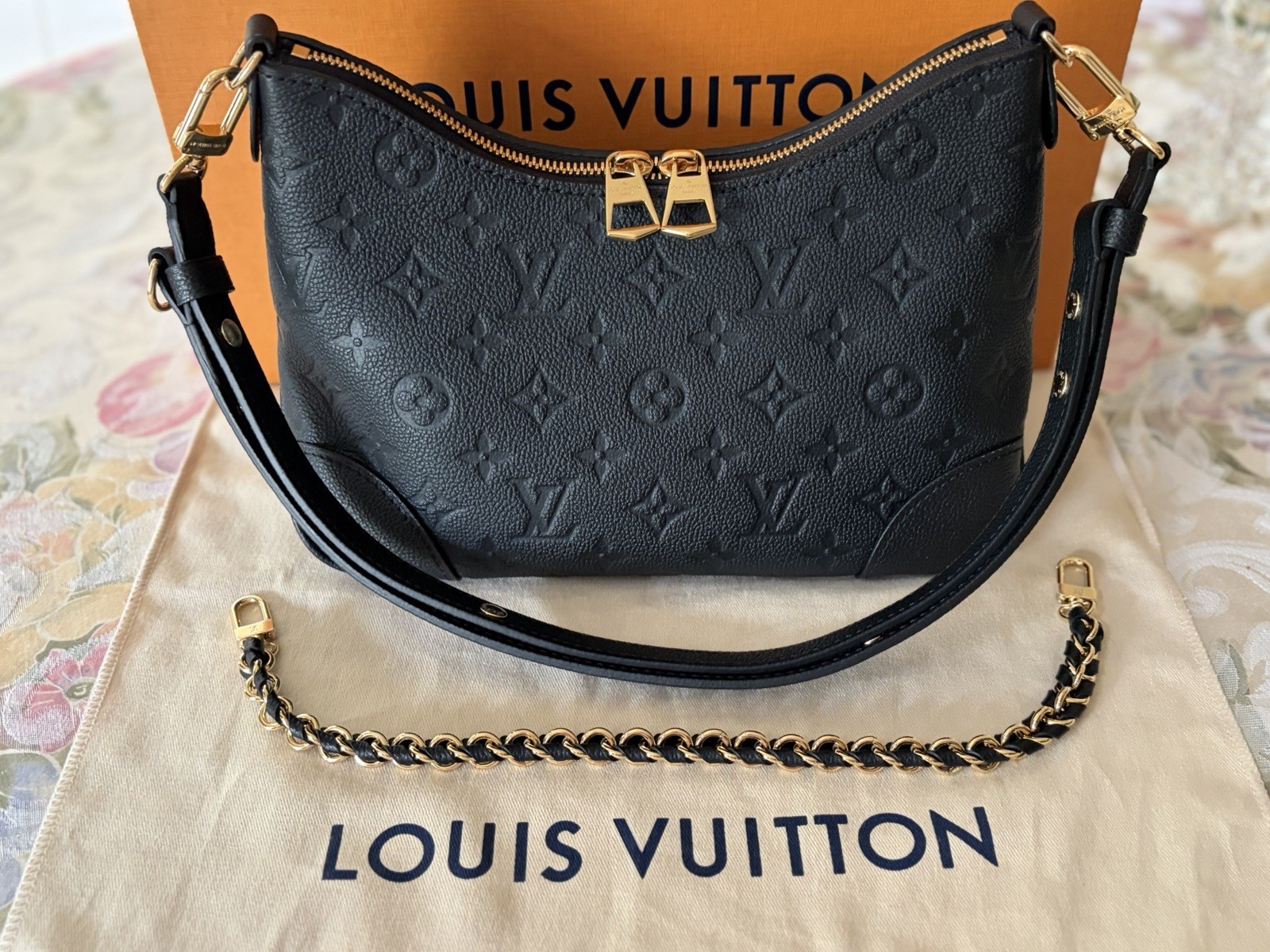 Louis Vuitton Boulonge PM Monogram Empreinte Leather Noir M12930