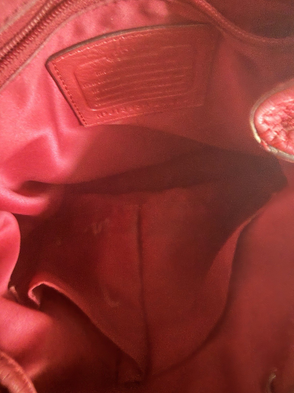 Coach F24385 Leather Backpack Red Pebbled Leather Turnlock Drawstring Bag