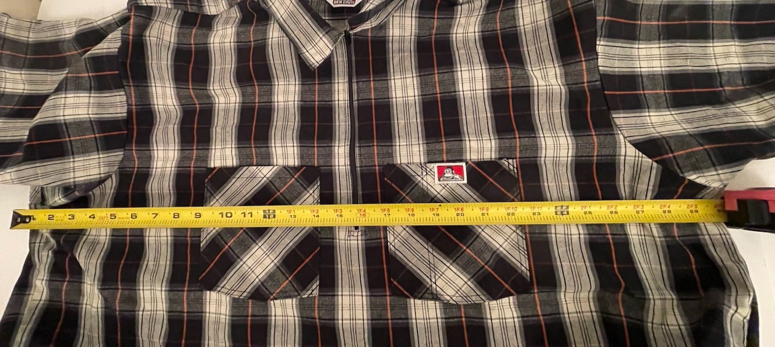 Ben Davis Shirt Mens 3XL 3XLarge Plaid 1/4 Zip Mechanic Work Chicano USA Made