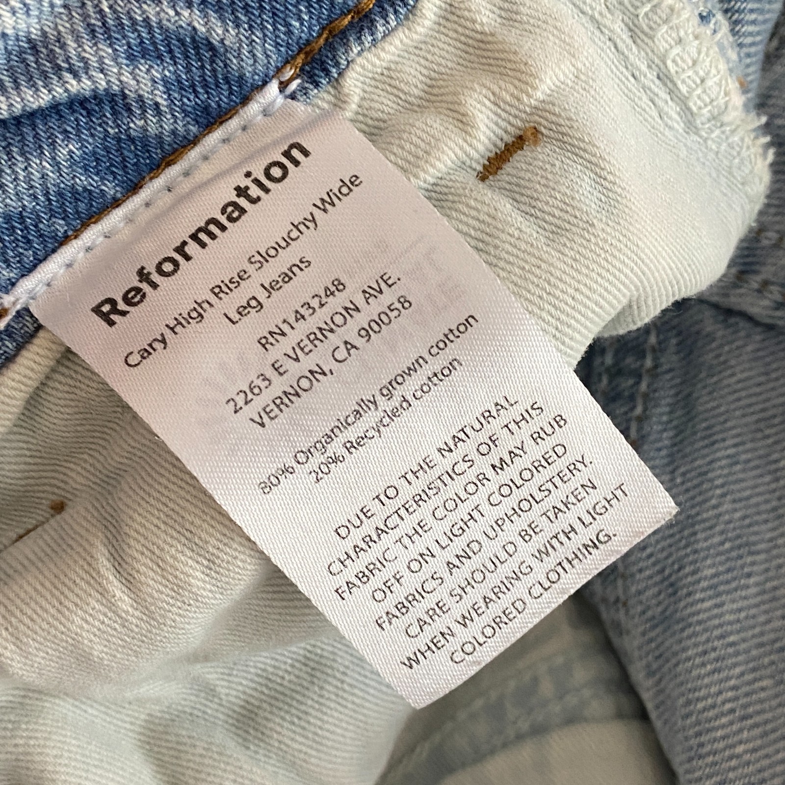 Reformation Cary High Rise Slouchy Wide Leg Jeans Size 28 Light Bowen Wash