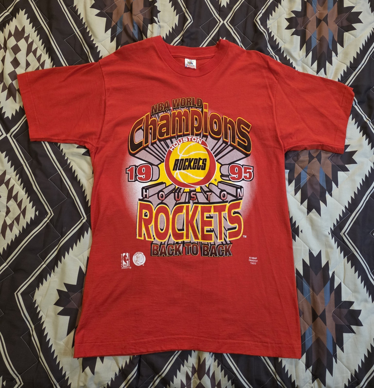Vtg 1995 Houston Rockets Back To Back Championship T Shirt Red Mens Large NWOT