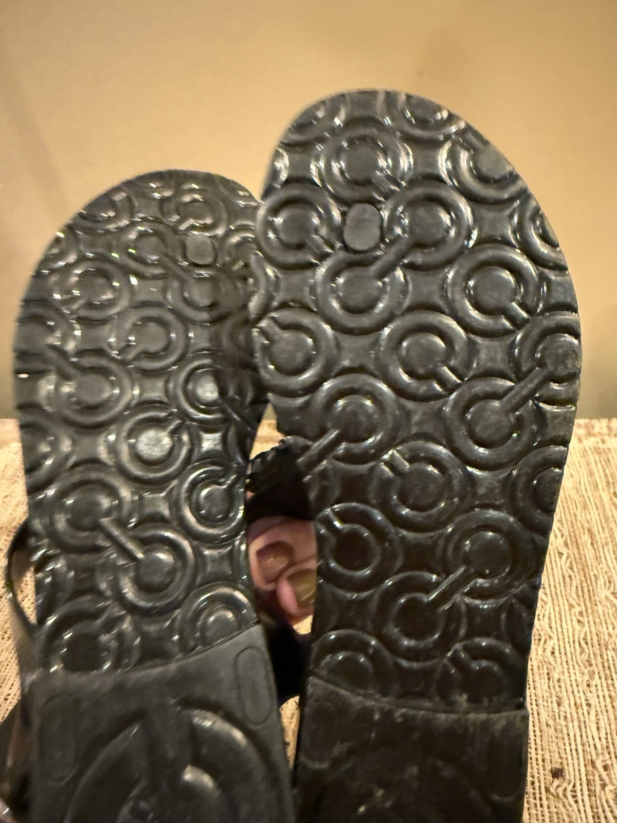 Coach Hilda jelly sandals Black floral beaded accent Great condition! Size 7