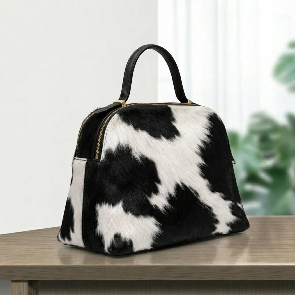 Women’s Hair On Cowhide Leather Shoulder Bag Natural Black White Western Purse