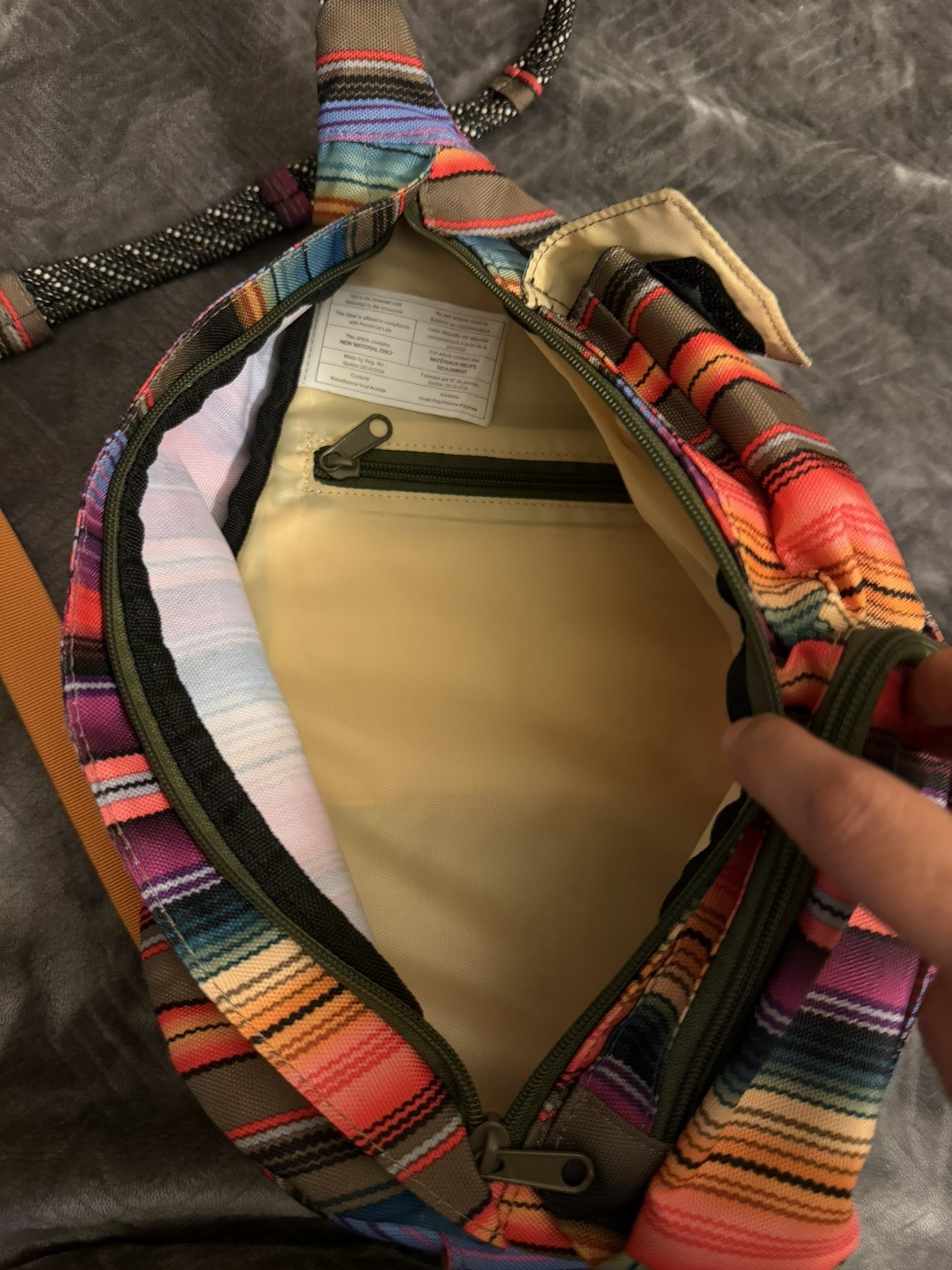 NWT KAVU Mini Rope SLING BAG Cotton Crossbody MULTICOLOR STRIPES Mexican Serape