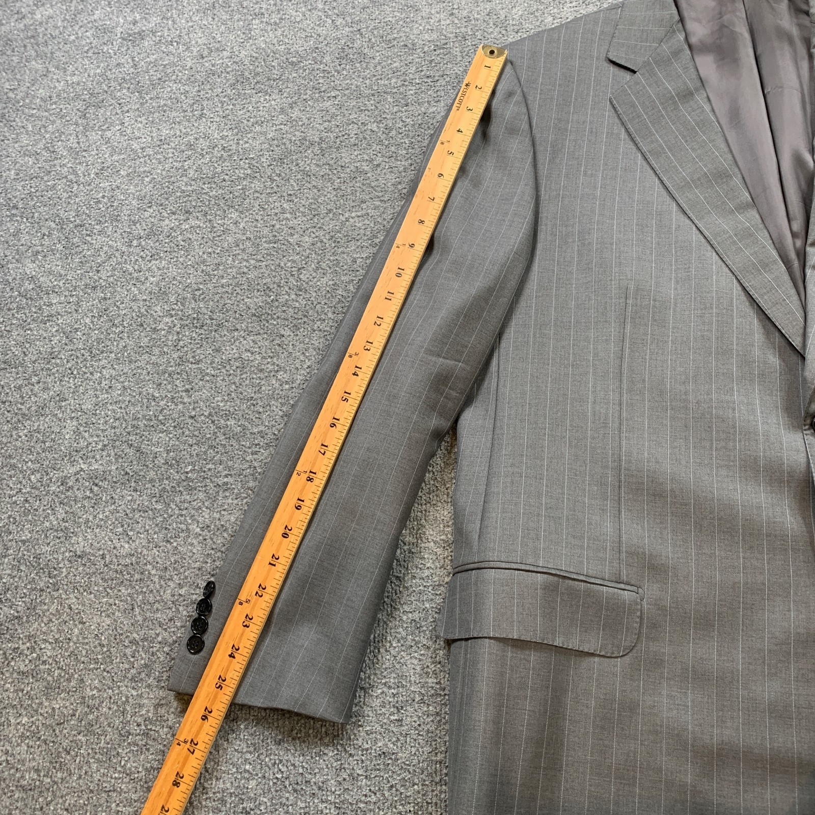 Ermenegildo Zegna Blazer Mens 48 (EU 58) Gray Trofeo Wool Pinstripe Two Button