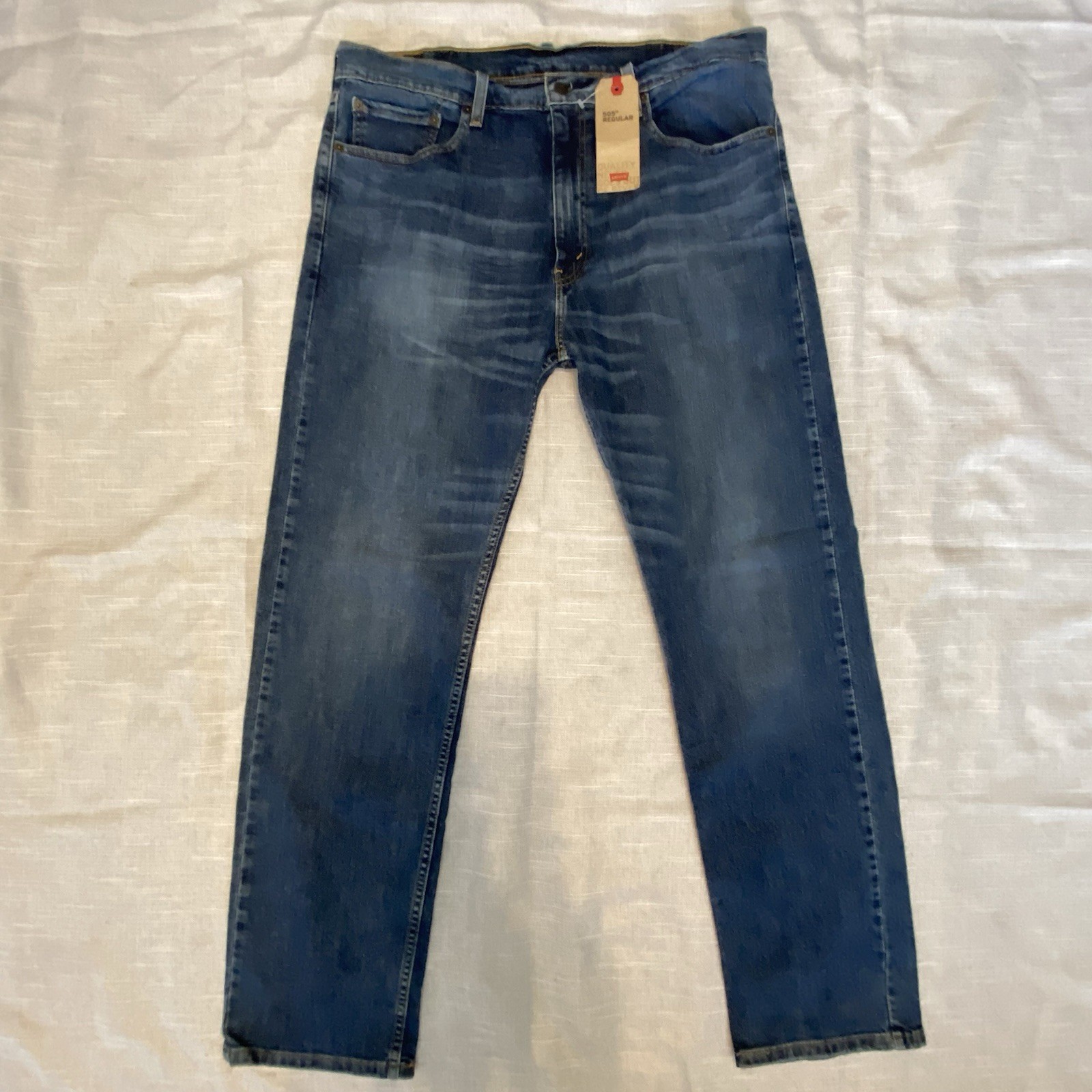 Levi’s NWT 505 Regular Fit Men’s Jeans W38 L34 Dark Stonewash Stretch Denim