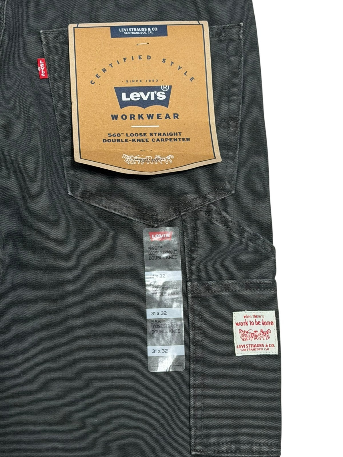Levi’s 568 Workwear Loose Straight Carpenter Pants Men Green Cotton W31 x L32