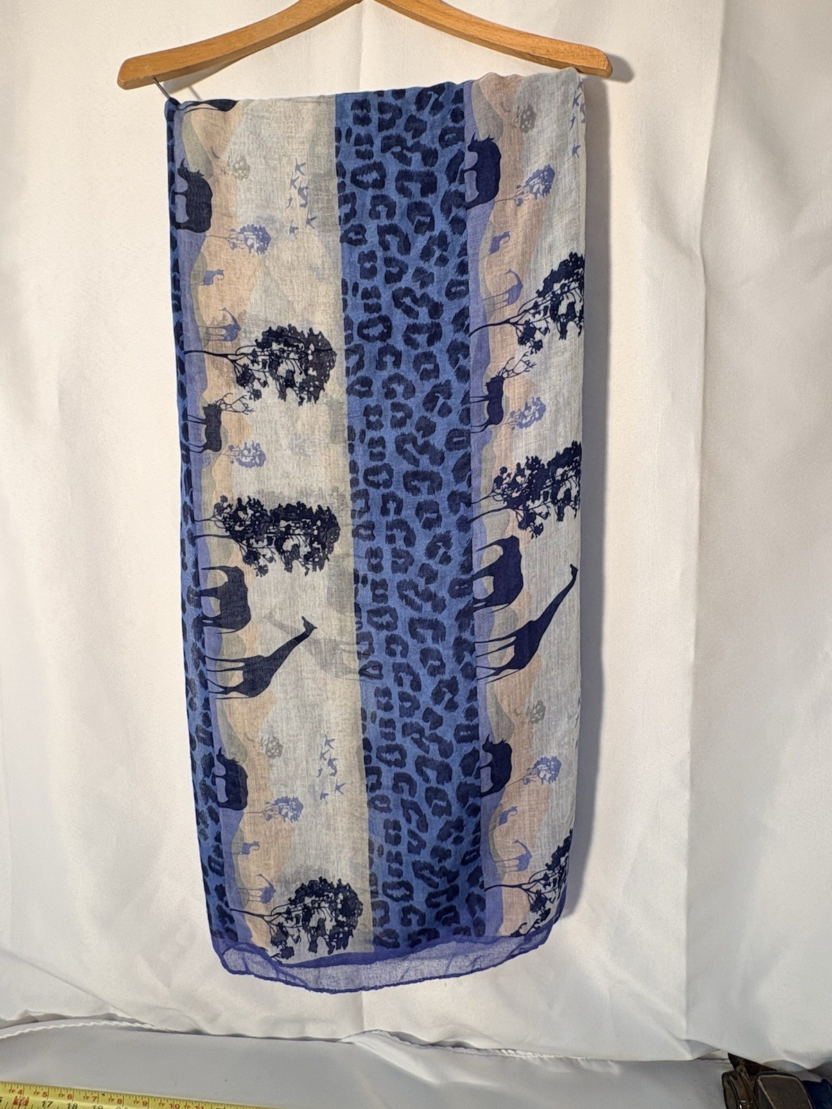 Guillaume De Mons Safari Africa Scarf Blue Leopard Paris Designer Funky Boho