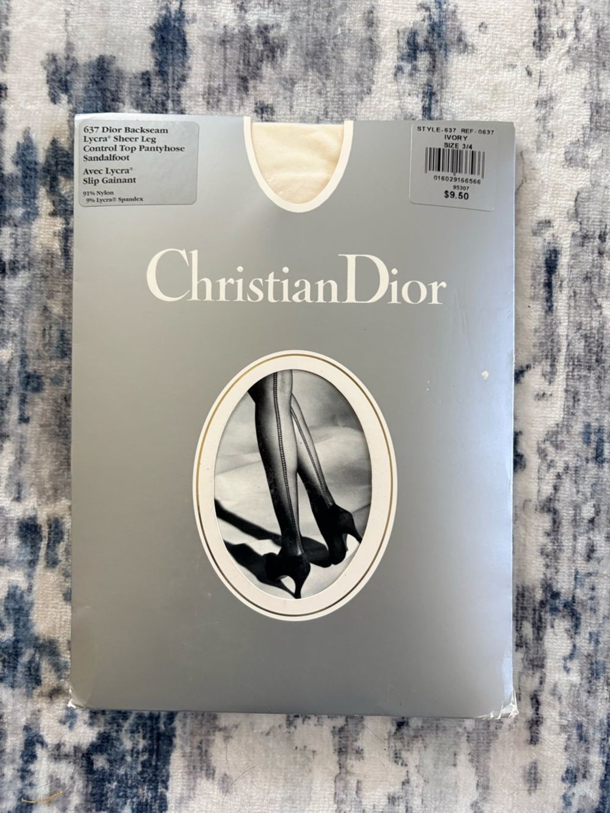 VTG NWT Christian Dior Ivory Backseam Sheer Tights Size 3/4
