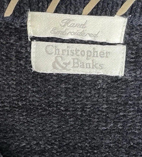 Christopher & Banks Hand Embroidered Sweater Length: 24.5 in/ Chest: 45 in