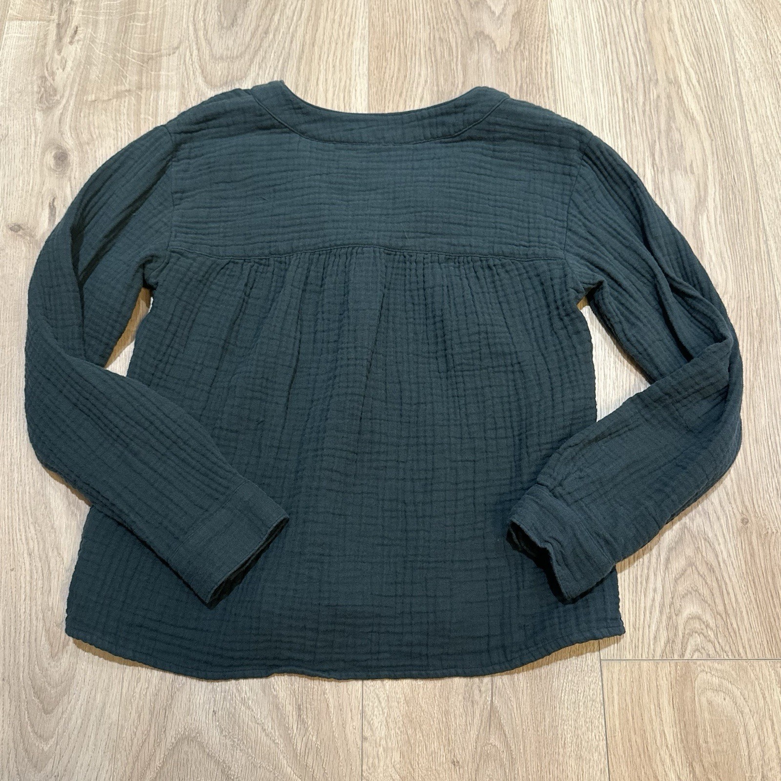 NWOT Madewell Lightspun Evert Top Midnight Green Size XS NC803 Gauze Cotton