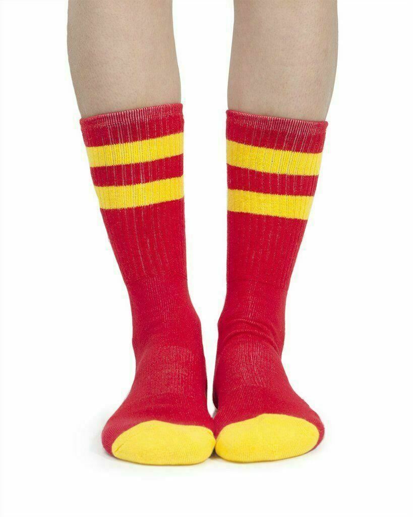 One Pair of Arthur George Love Hurts Half Crew Socks Size 7-12 Red/Yellow