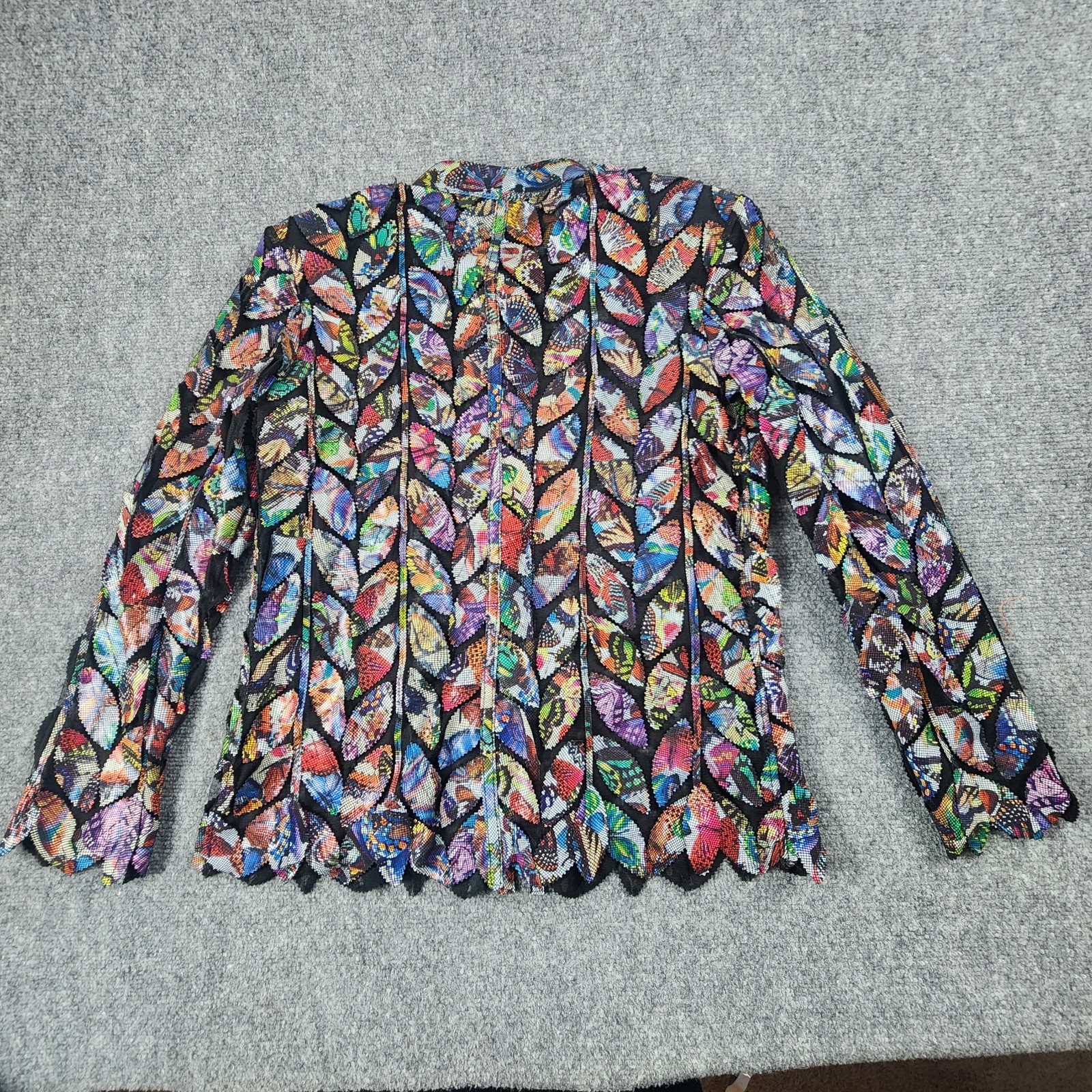 Natto L Women’s Lamb Leather Mesh Jacket Avant Garde Art to Wear 3D Leaf Moto