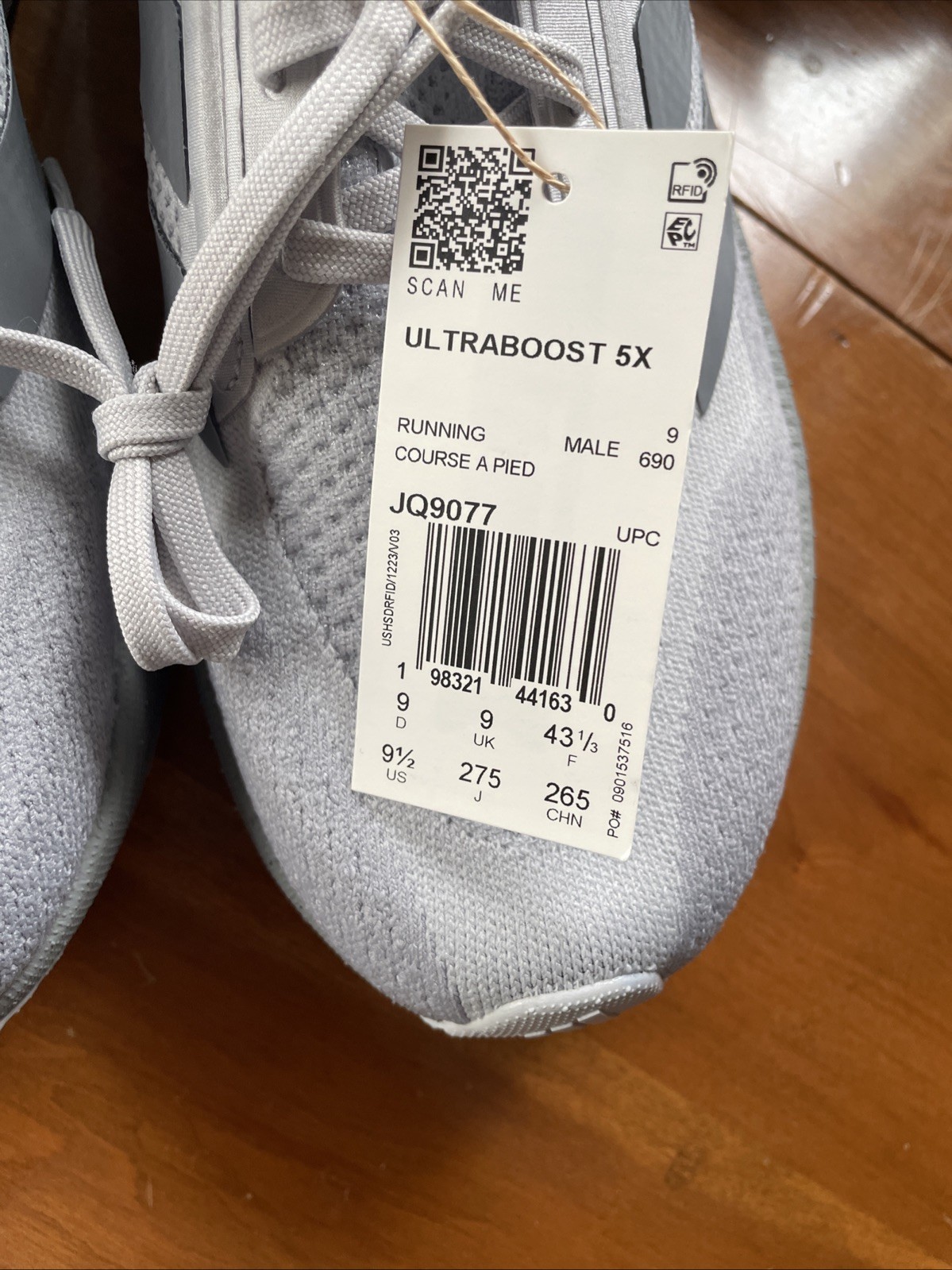 Size 9.5 – adidas Ultraboost 5x Light Solid Grey Halo Silver JQ9077 Running Shoe