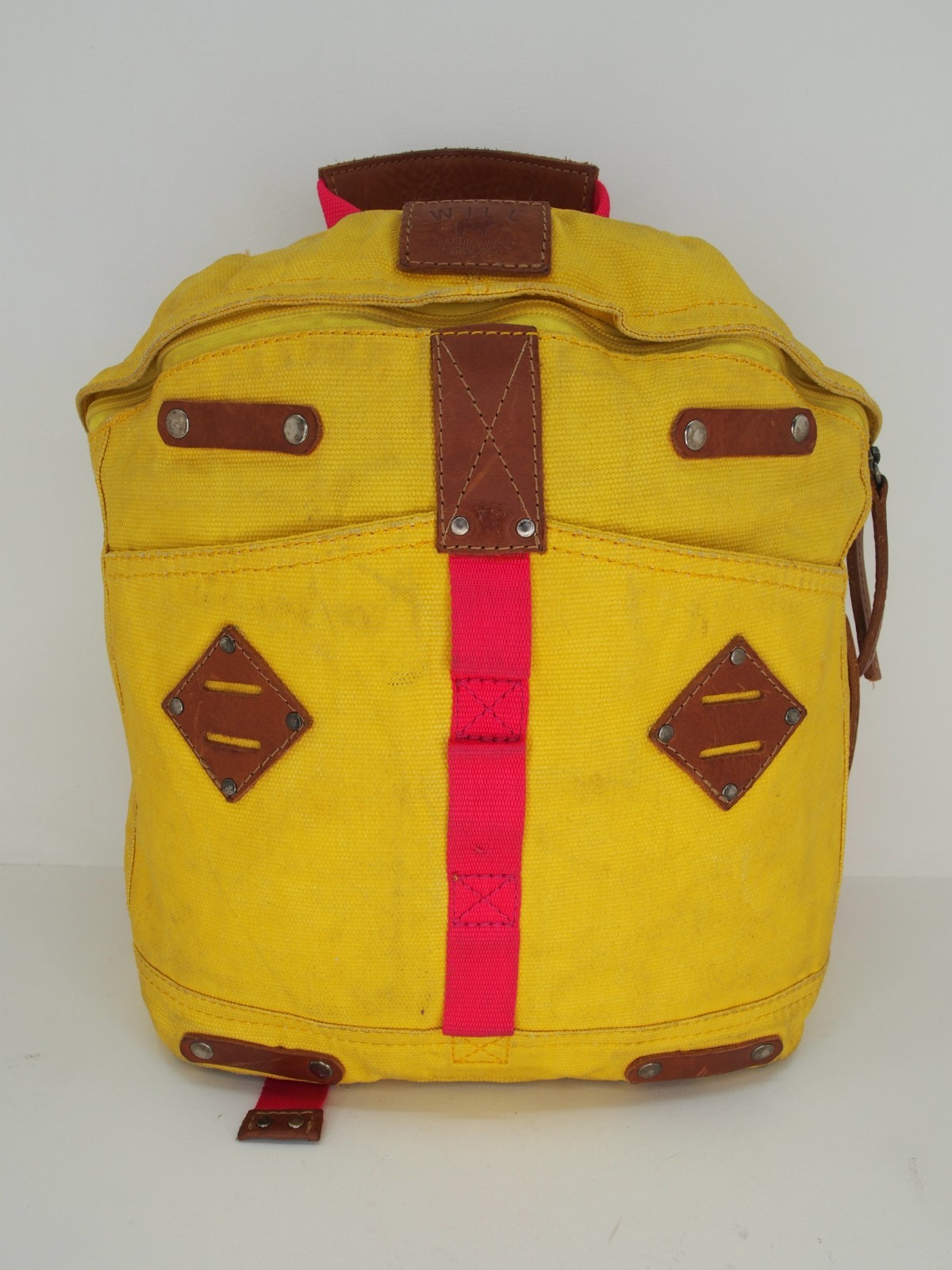 WILL LEATHER GOODS Backpack Yellow Canvas leather Campus Style bag
