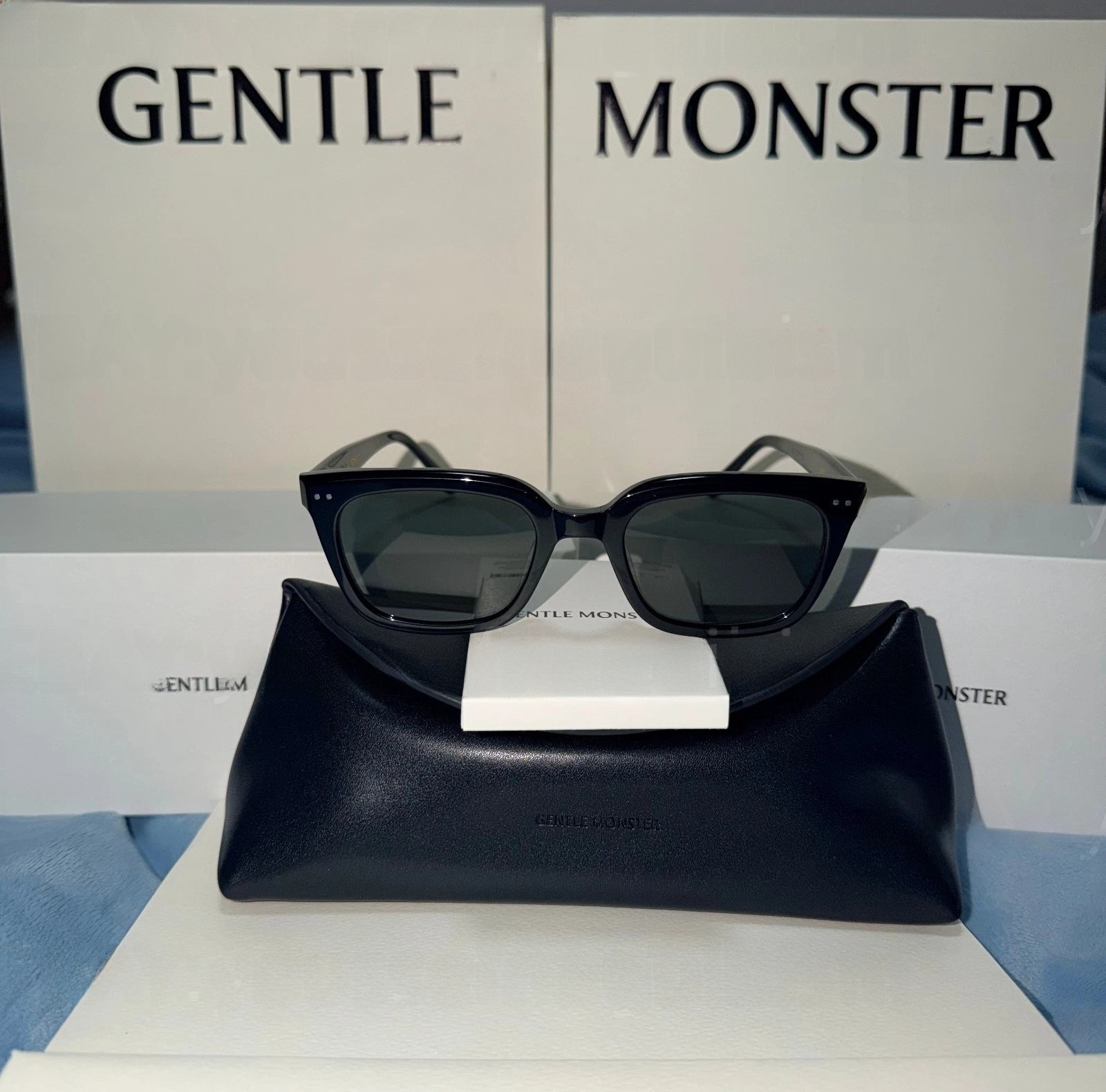 2026 GentleMonster Soho 01 Sunglasses Black Frame Black Lenses