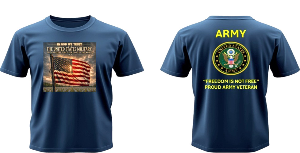 ARMY*KOREAN WAR VETERAN*FORCE FOR GOOD* 2-SIDED SHIRT. ARMY OFFICIAL LICENSE