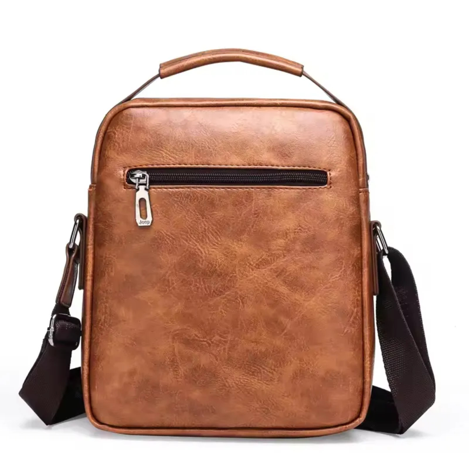 Cross Body Leather Bag Waterproof 10.2″x8.6″x2.75″ Khaki Brown Black Free Ship U