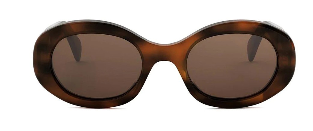 Celine Triomphe CL40194U 53E Shiny Havana/Smoke Oval Women’s Sunglasses