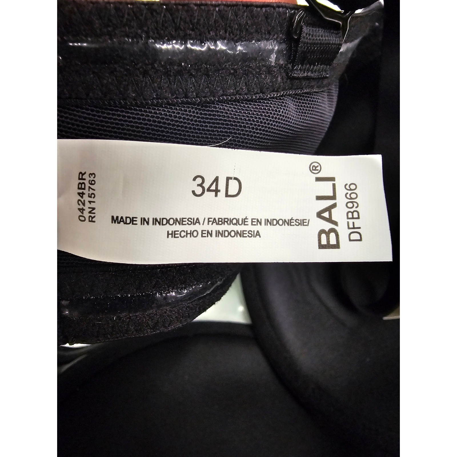 Bali One Smooth U Underwire Strapless Bra Black 34D DFB966 Multiway Straps NWT