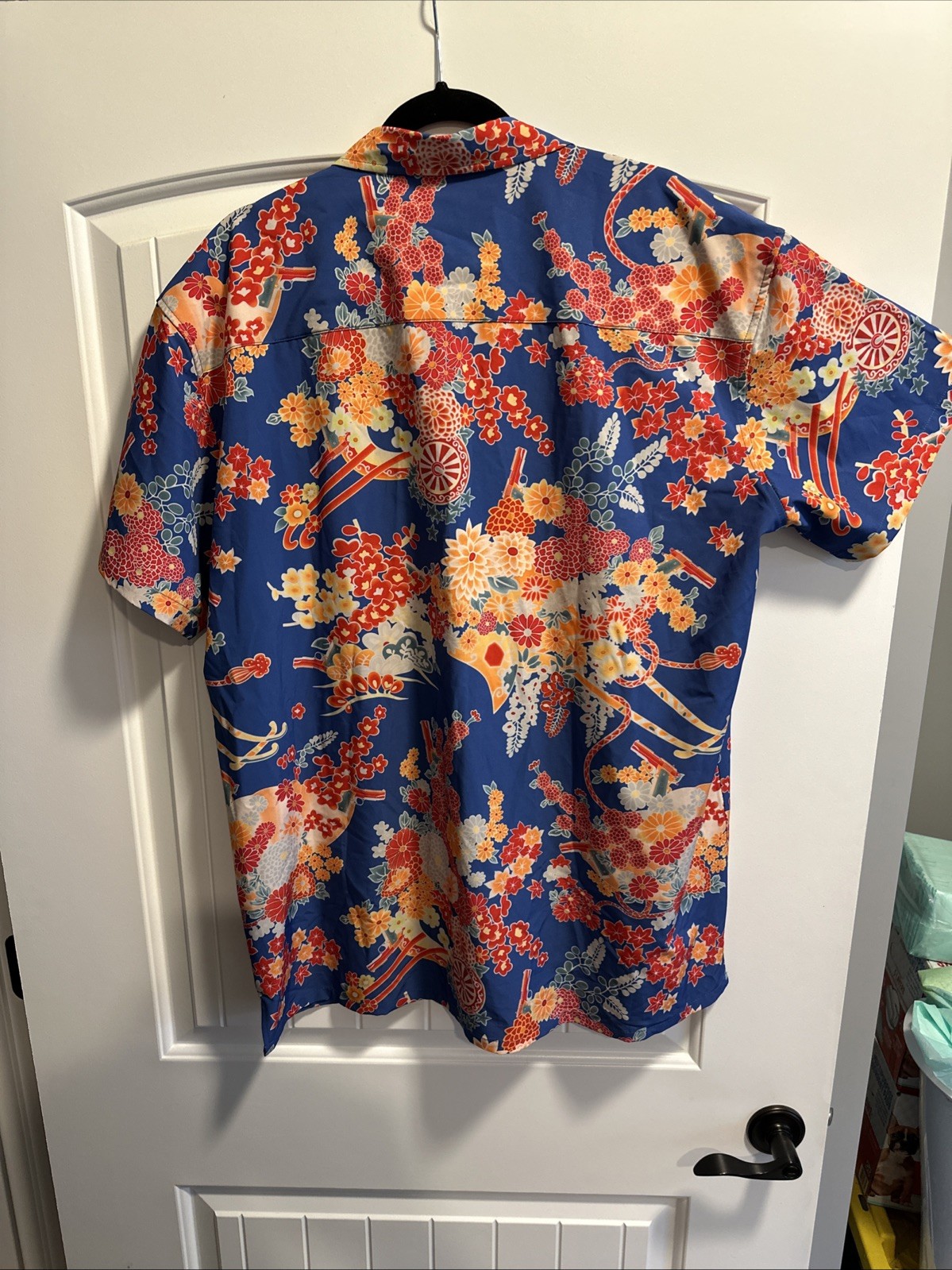 Retro Rifle Shirt Mens 2XL Blue Button Up Romeo Hawaiian