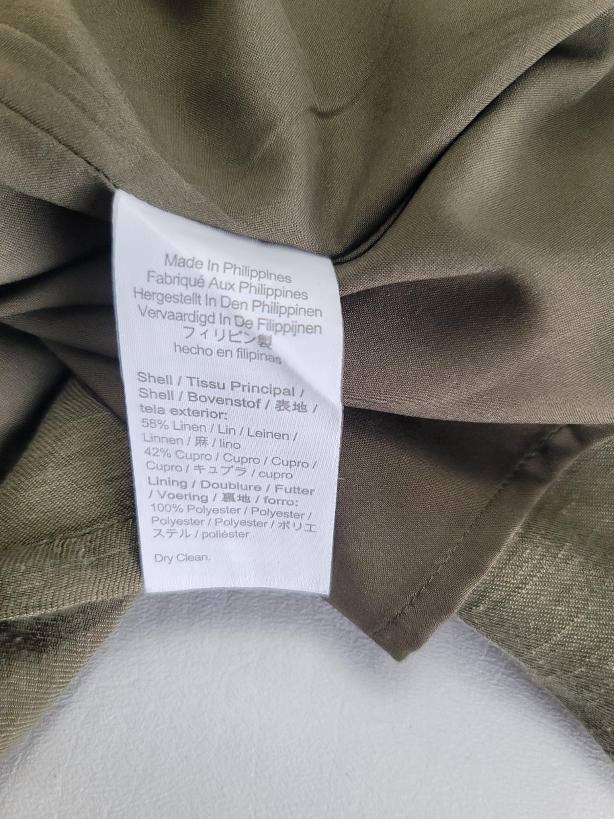 J. Crew Ruffle Sleeve Linen Cupro Blend Dress Olive Button Front Dress Size 6