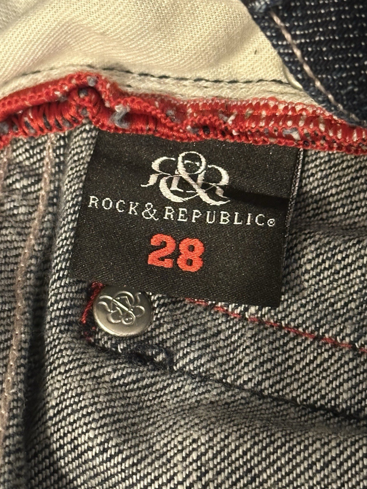 Rock & Republic Bootcut Blue Stretch Denim Embellished 5-Pocket Women’s Jeans 28
