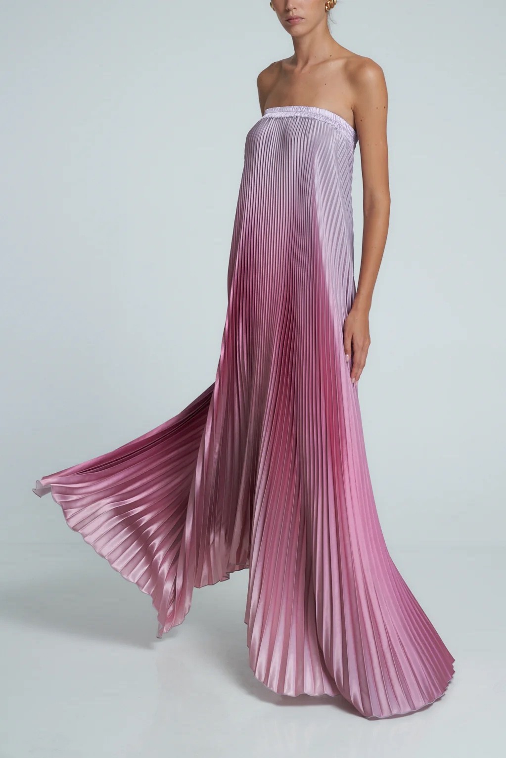 L’IDÉE Elle Strapless Pleated Gown Purple Ombre