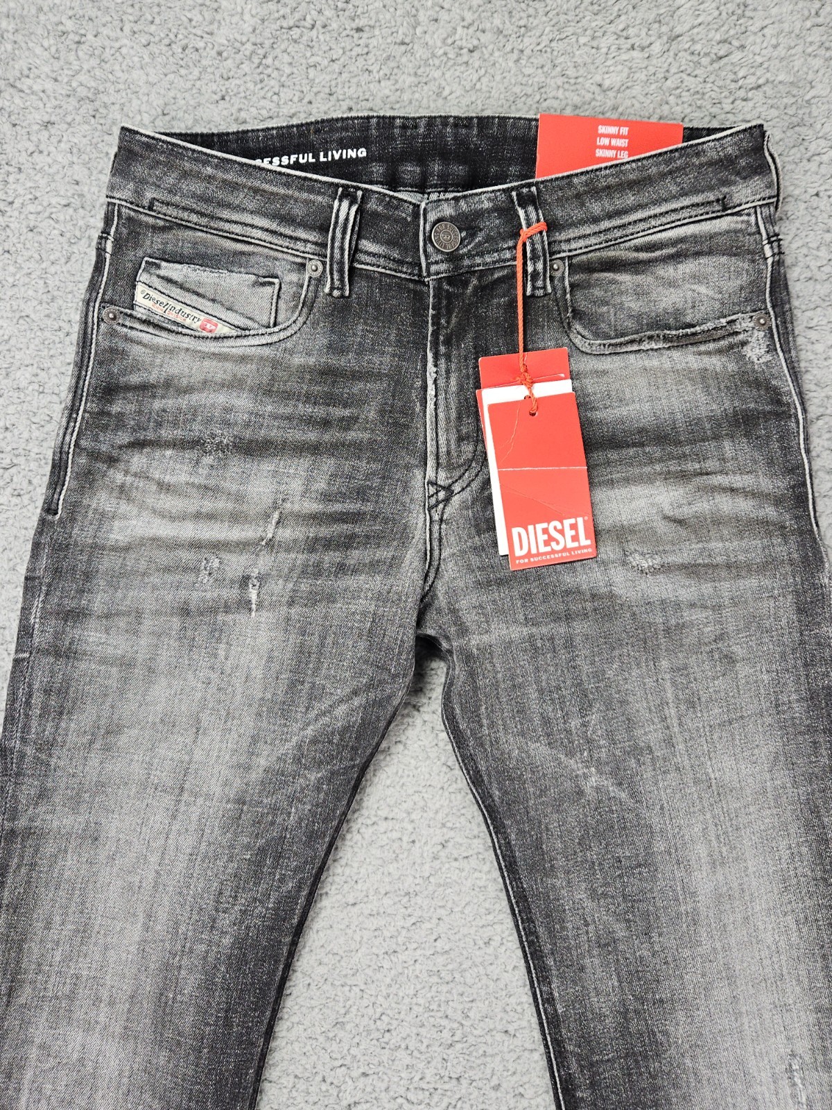 Diesel 1979 Sleenker Skinny Jeans Men’s 28×32 Charcoal Gray Distressed Italy NWT