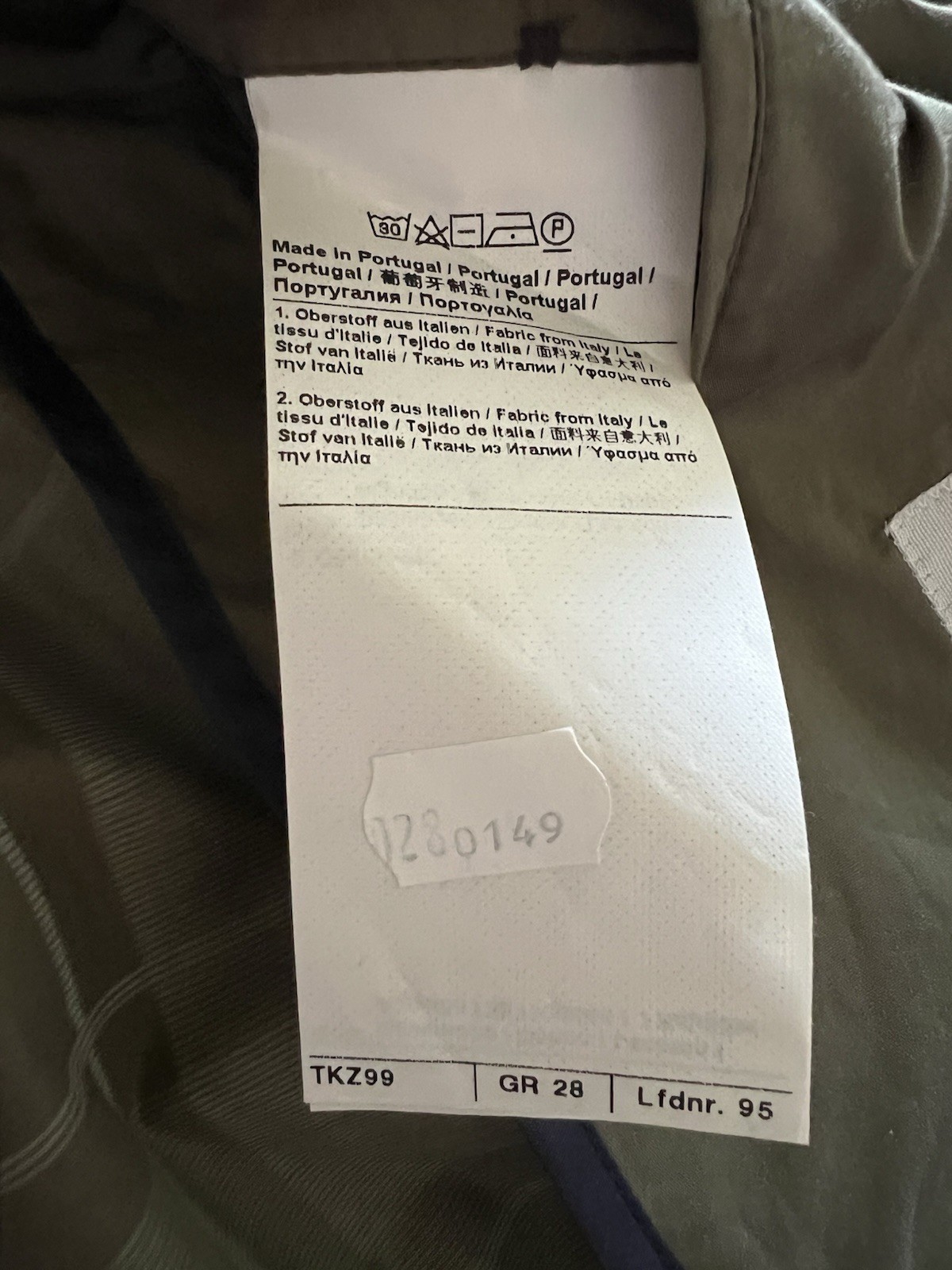 windsor. Men Zero Coat Lightweight Olive Size 28/56