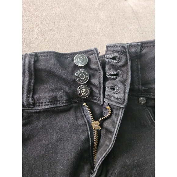 Blue Savvy High Waist Black Skinny Jeans 7/28 Distressed Butt Lift Seams