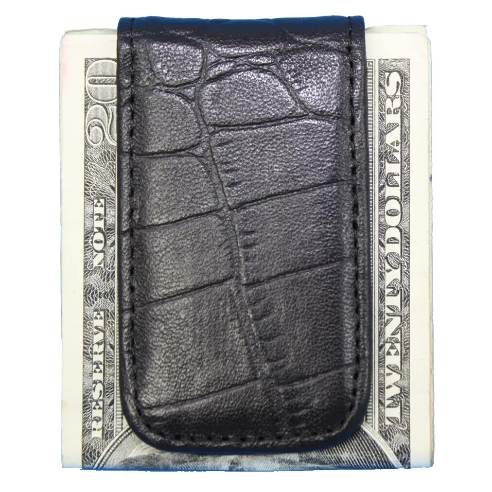 Leather Magnetic Money Clip – Black