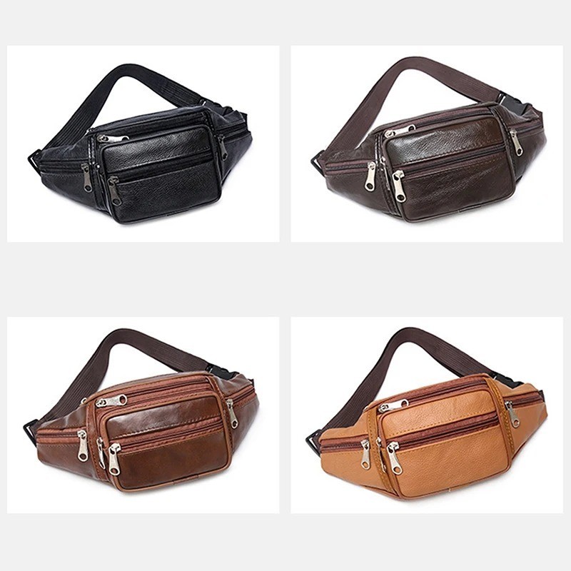 Men’s Waist Pack PU Leather Bag Waist Belt Bag Male Artificial Leather Fanny