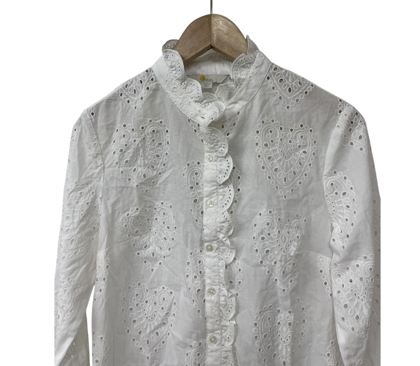NWT Boden Alice White Cotton Eyelet Broderie Top US 4