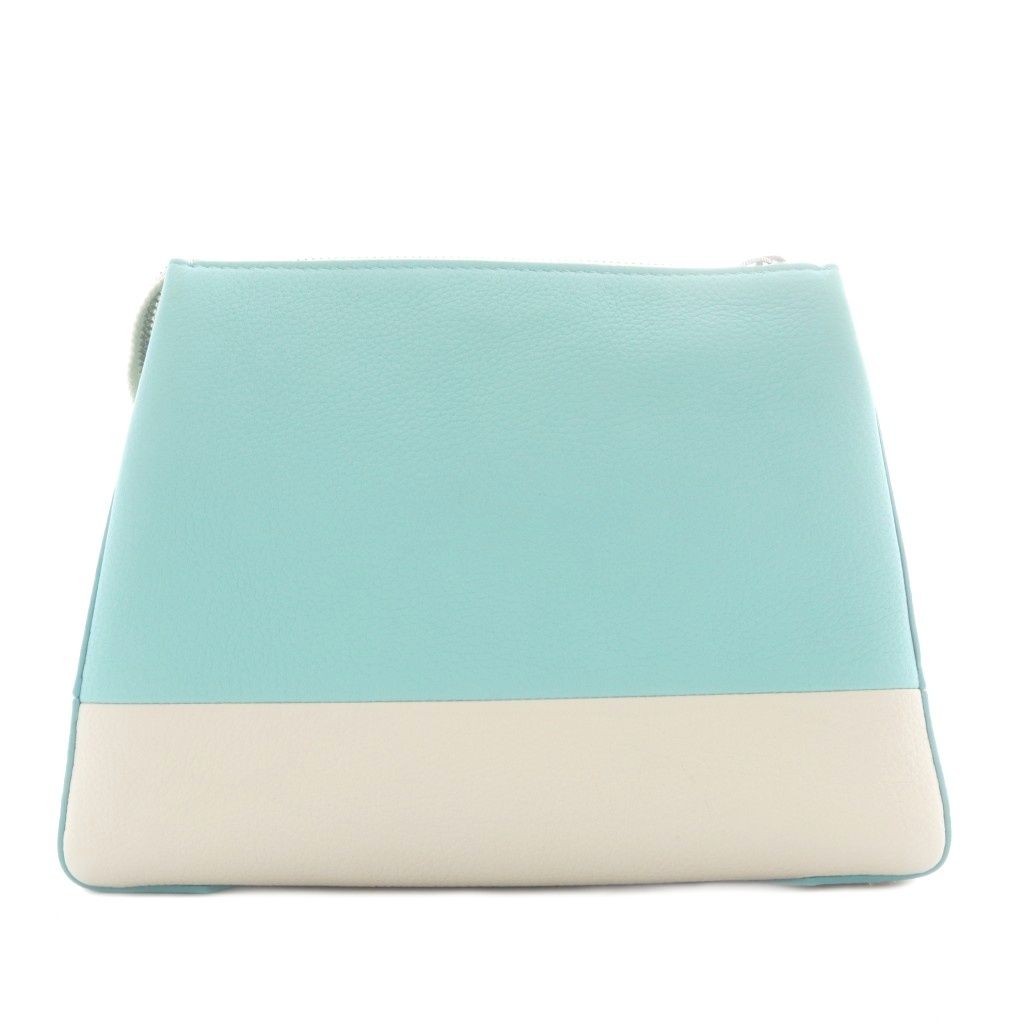 Tiffany & Co. Leather Cosmetic Pouch Bicolor Light Blue Made in USA 7.9in