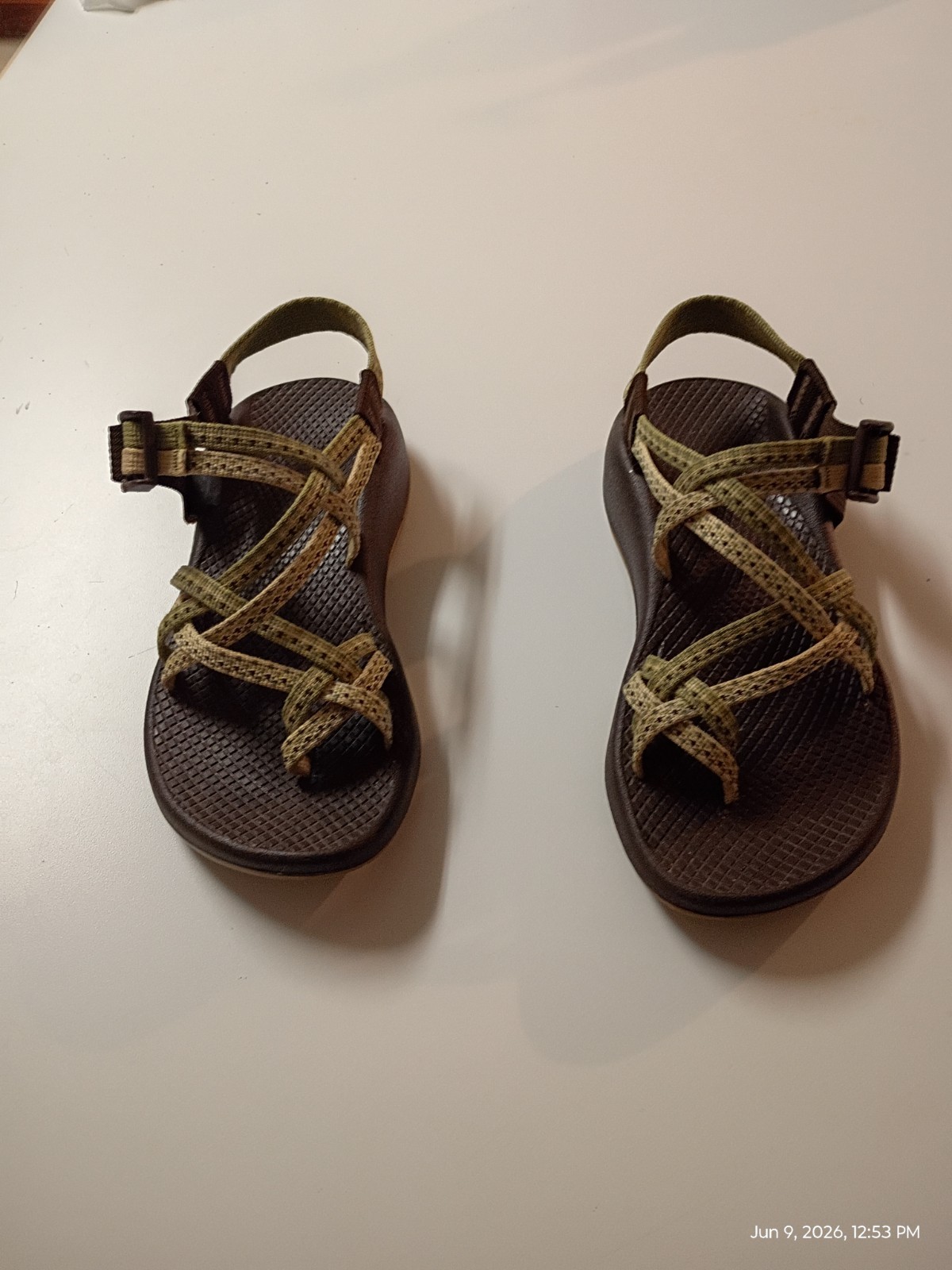 Chaco Women’s Strappy Sport Sandals Brown/Green Striped Buckle US 6