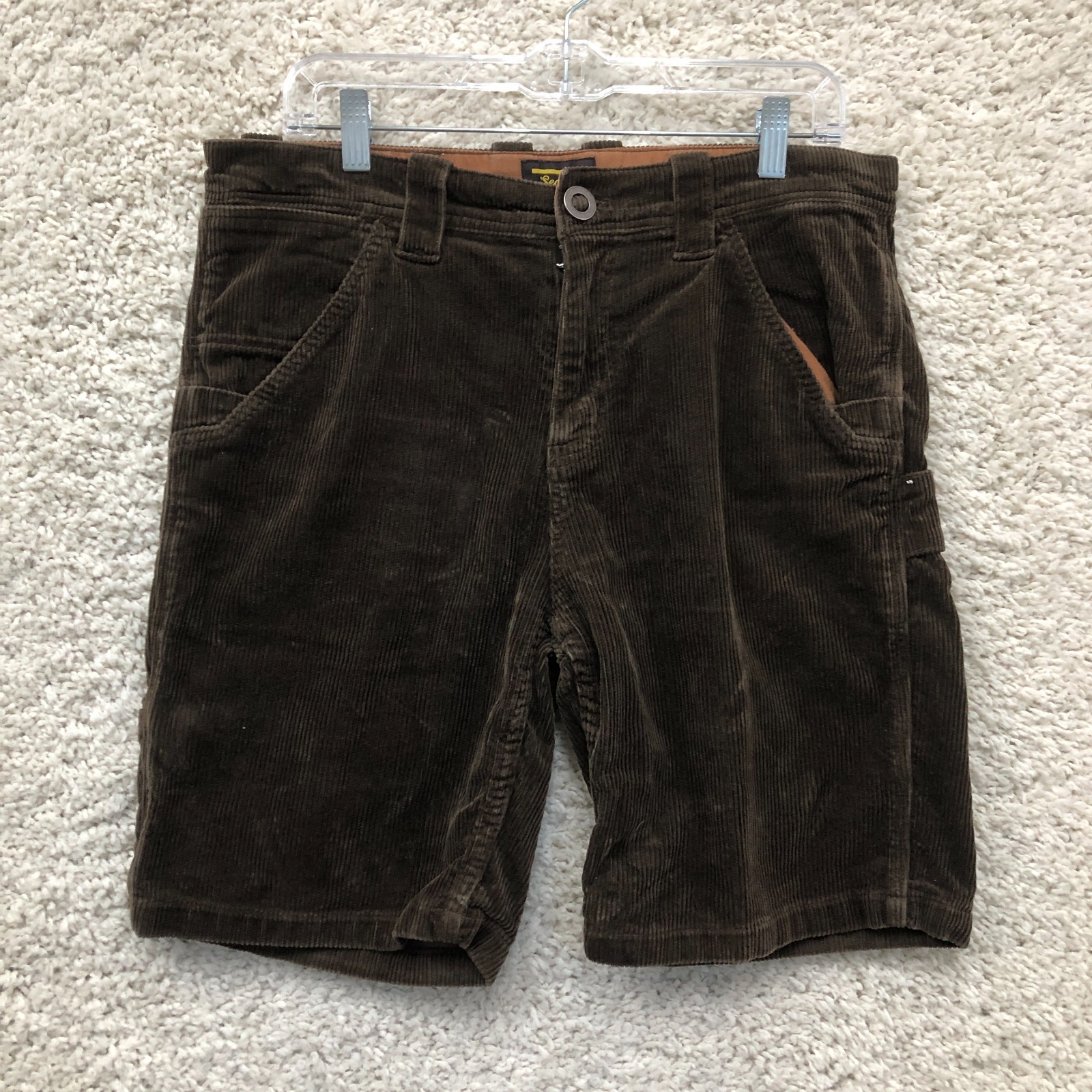 Seager Shorts 33 Mens Brown Bison Relaxed Fit Carpenter Corduroy Casual Workwear