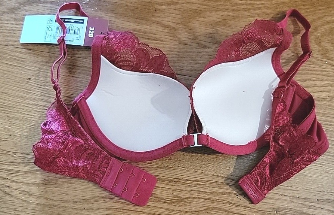 Adored By ADORE ME Red Layla PushUp Bra Padded Lace 32 34 36 38 40 DD D C B A