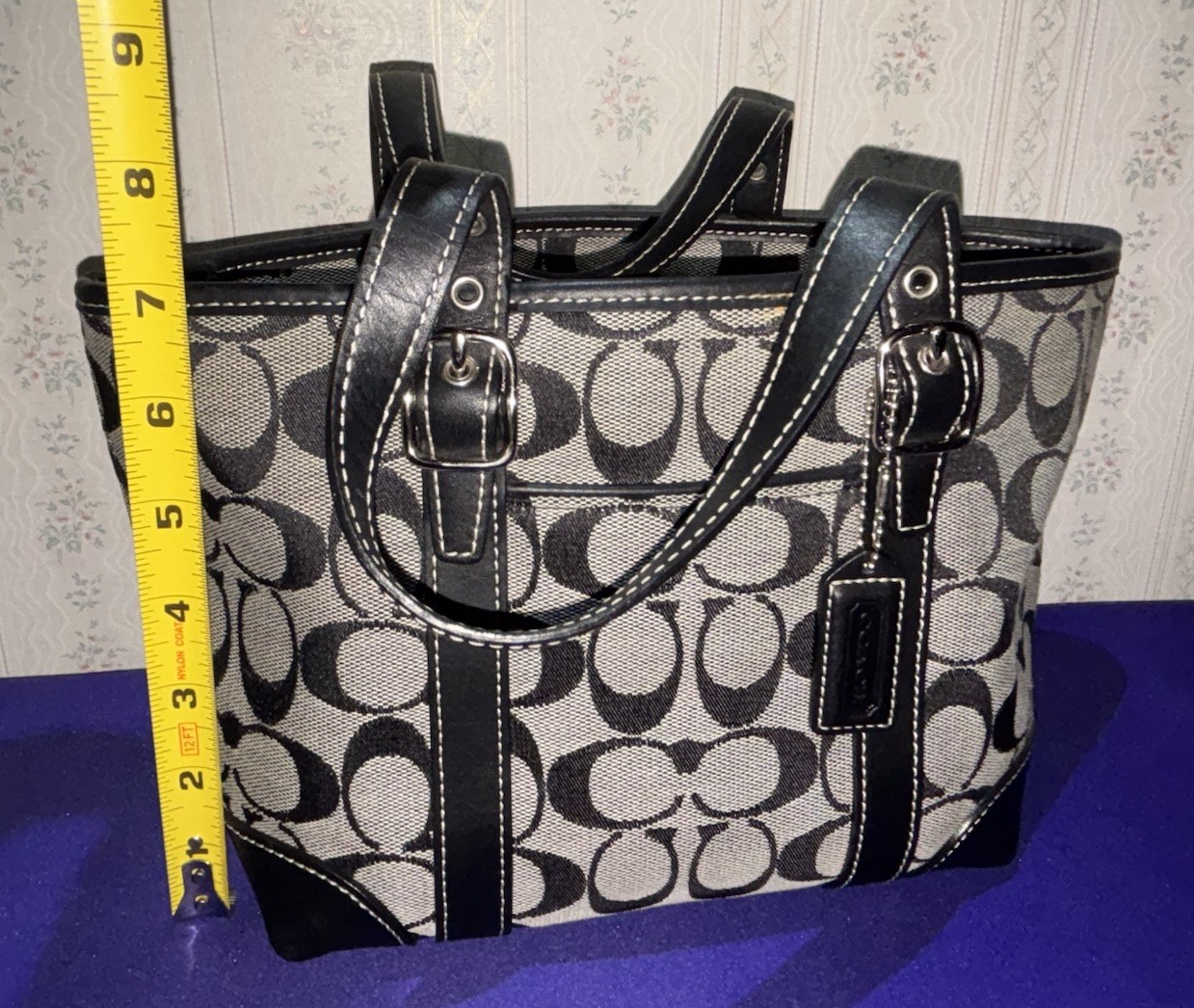 Vintage Coach Y2K Era Monogram Mini Tote 2002 F2J-6043 Signature Canvas Black