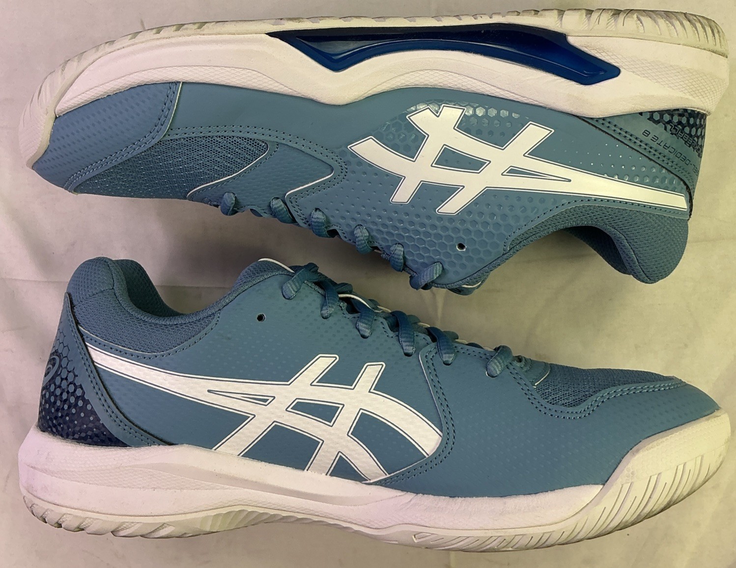 Asics Men’s Gel Dedicate 8 Pickleball Shoes-Saba Blue/White-Size: 9.5