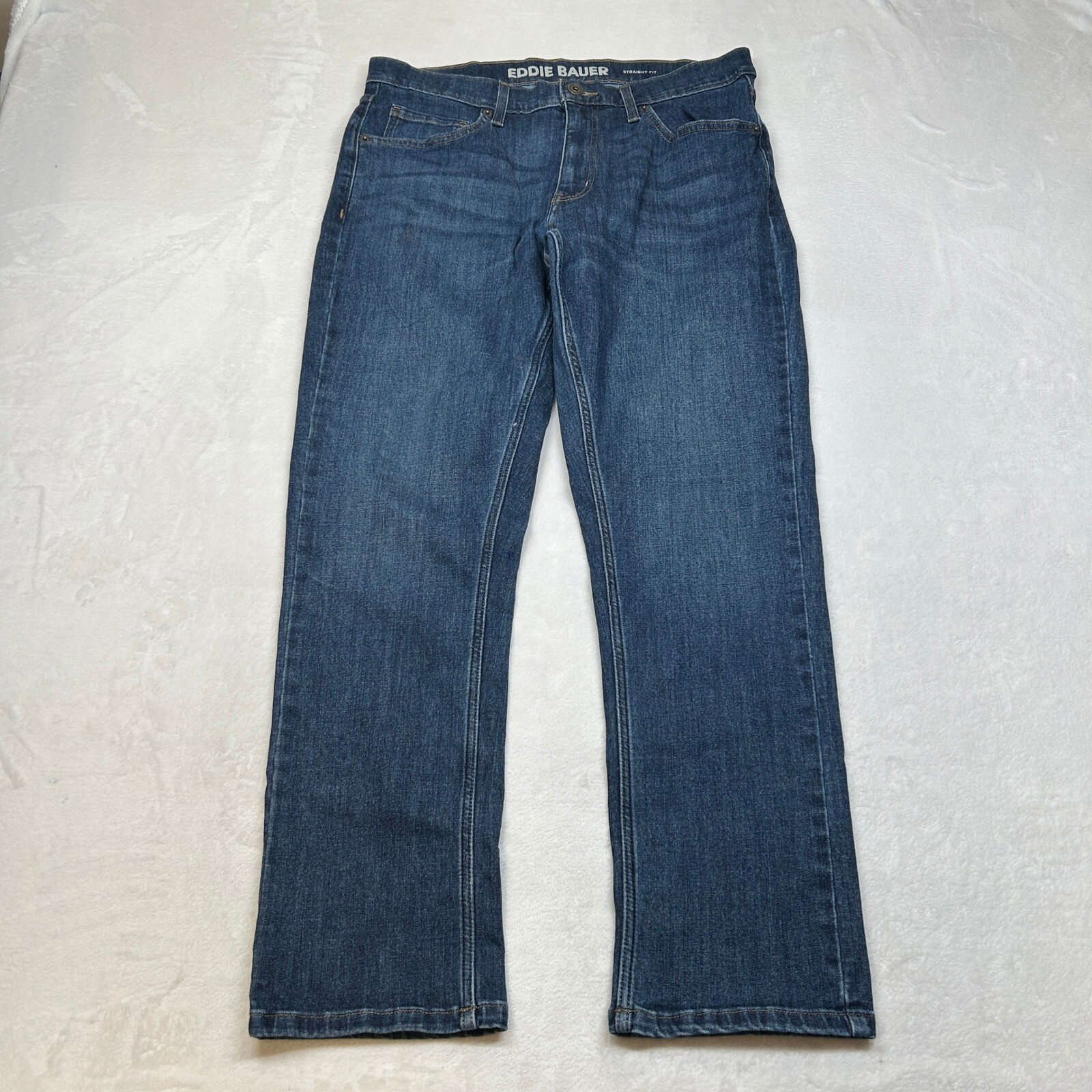 Eddie Bauer Denim Jeans Mens 30×29 (Tag 32×29) Blue Dark Wash Straight Fit