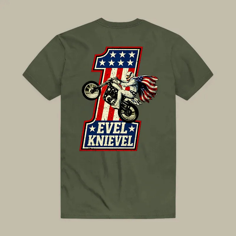 Evel Knievel T Shirt Stuntman Motorcycle Vintage Biker Graphic Mens Cotton Tee