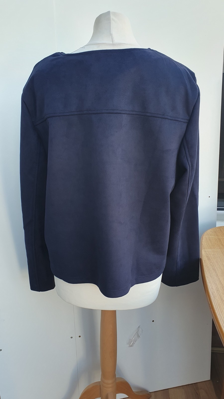 Kim & Co Jacket Stretch Faux Suede Button Front Navy New Size XL