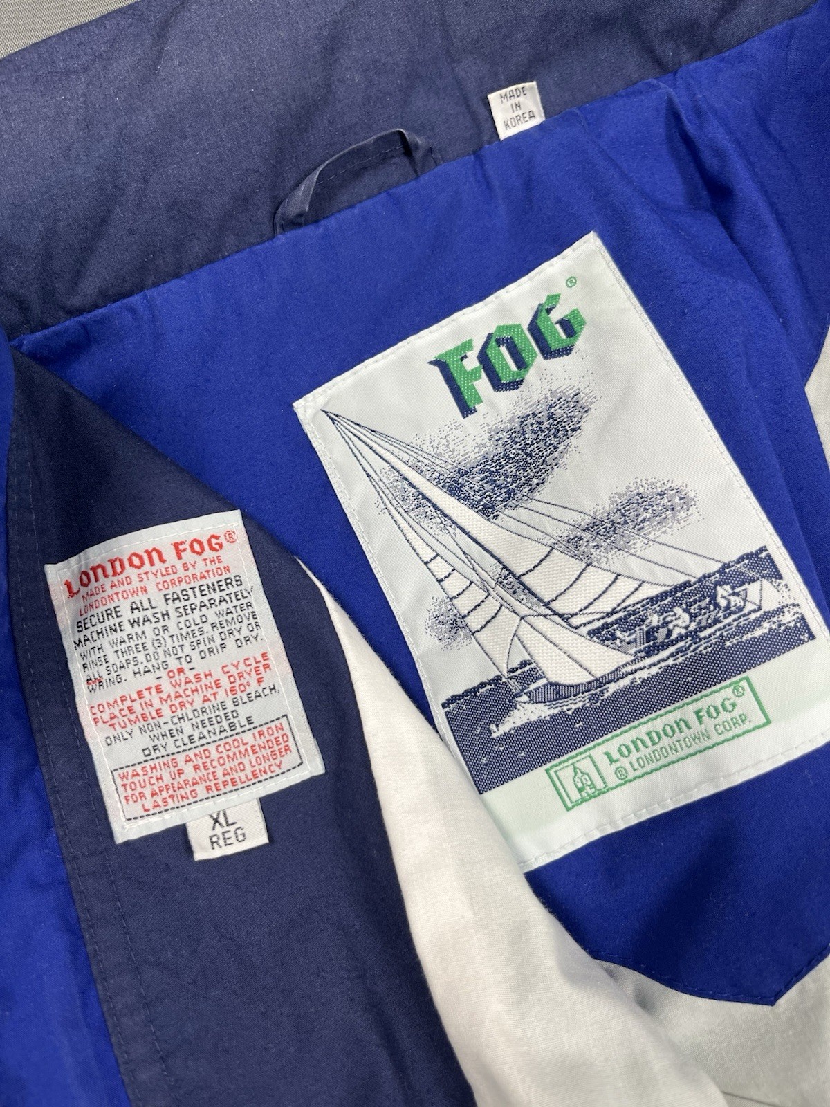 Vintage London Fog Colorblock Waterproof Jacket Mens XL Oversized Nautical Retro
