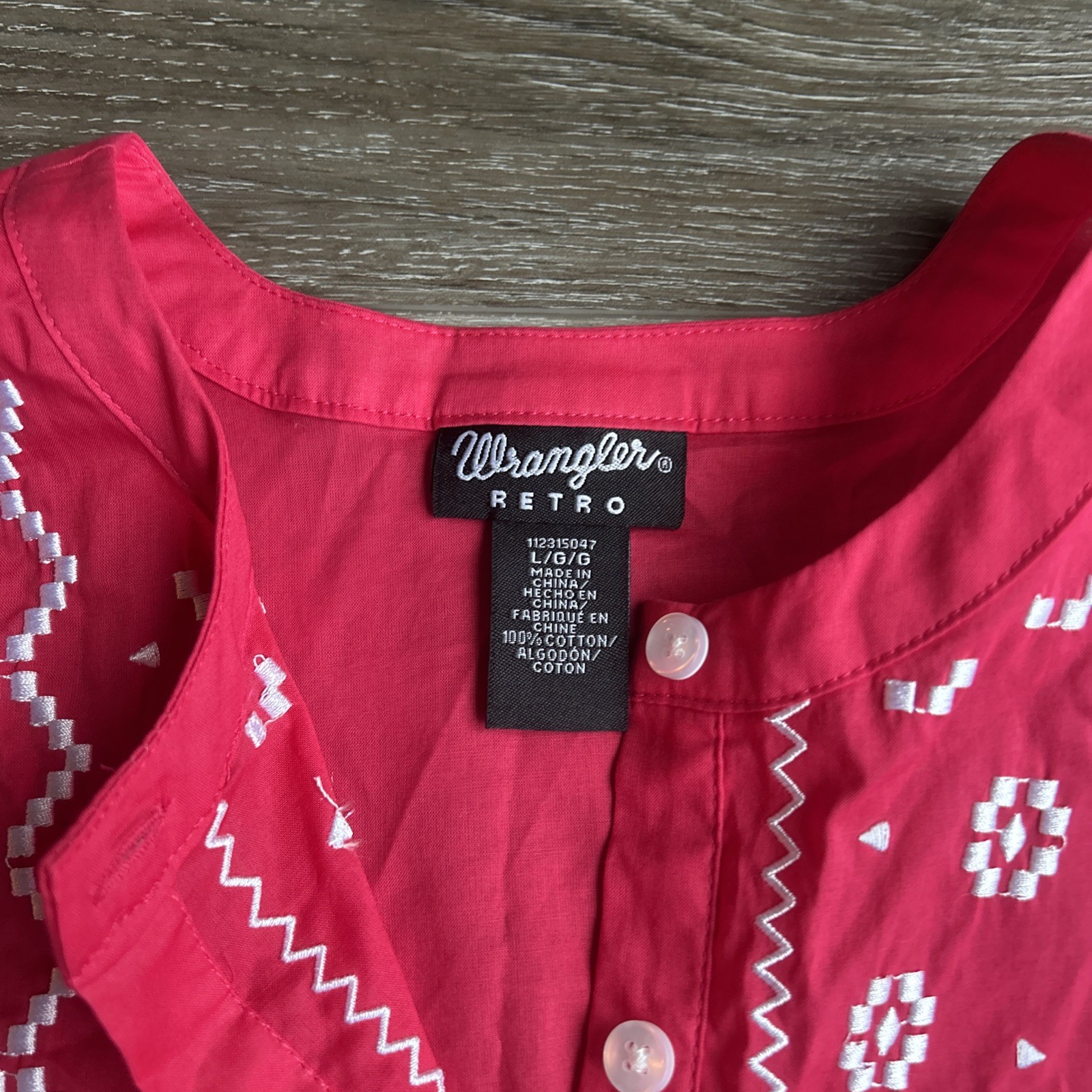 Wrangler Retro Top Sleeveless Women’s Large Pink Embroidered Tunic Tank Western