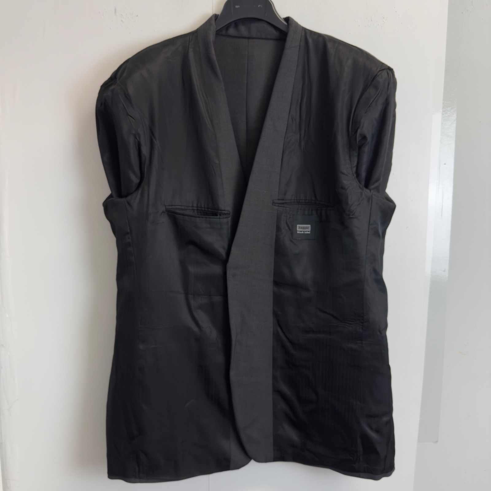 Haggar Black Label Mens 46L Blazer Charcoal Gray Worsted Wool Blend Suit Jacket