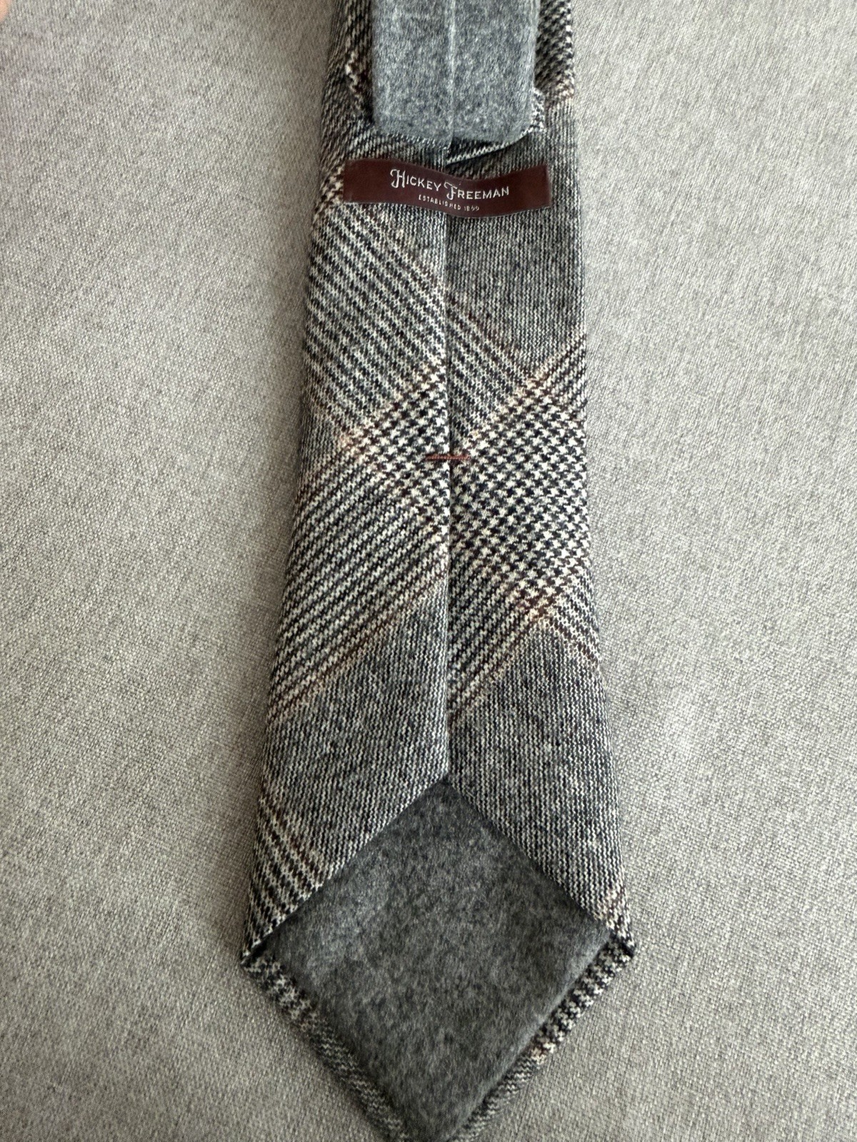 Hickey Freeman Gray Glen Plaid Wool Cashmere Blend Necktie 3.25 In Wide