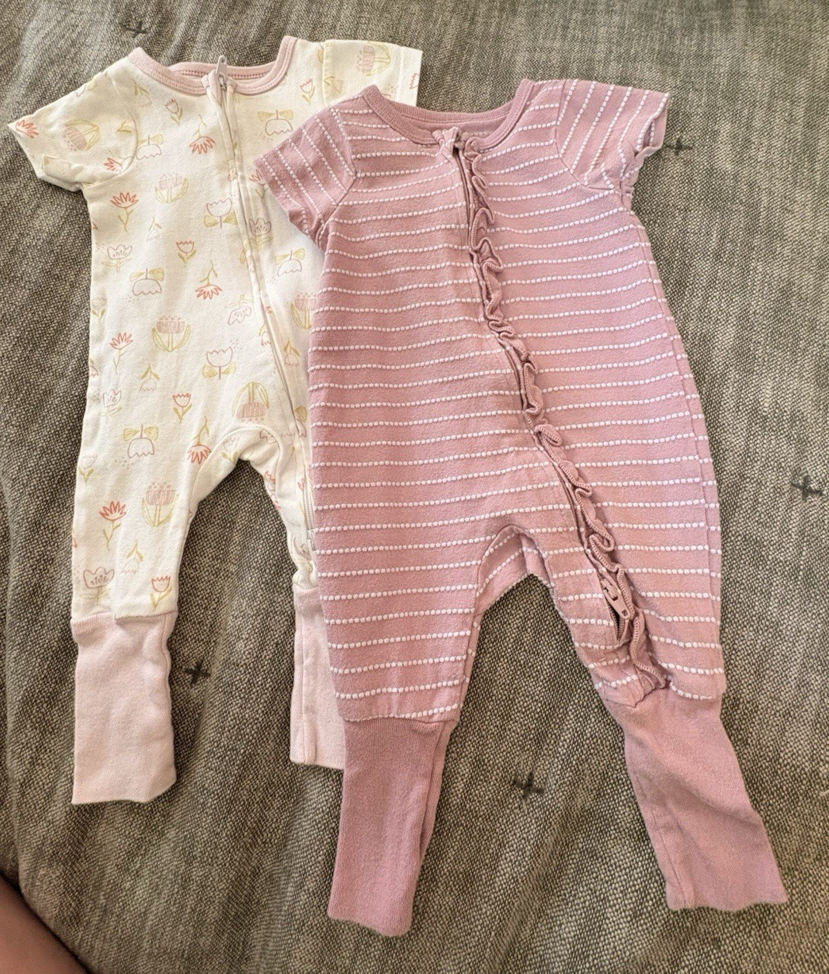 Carter’s & Cloud Island Newborn 4pc Cotton Footed Zip Floral Sleepers