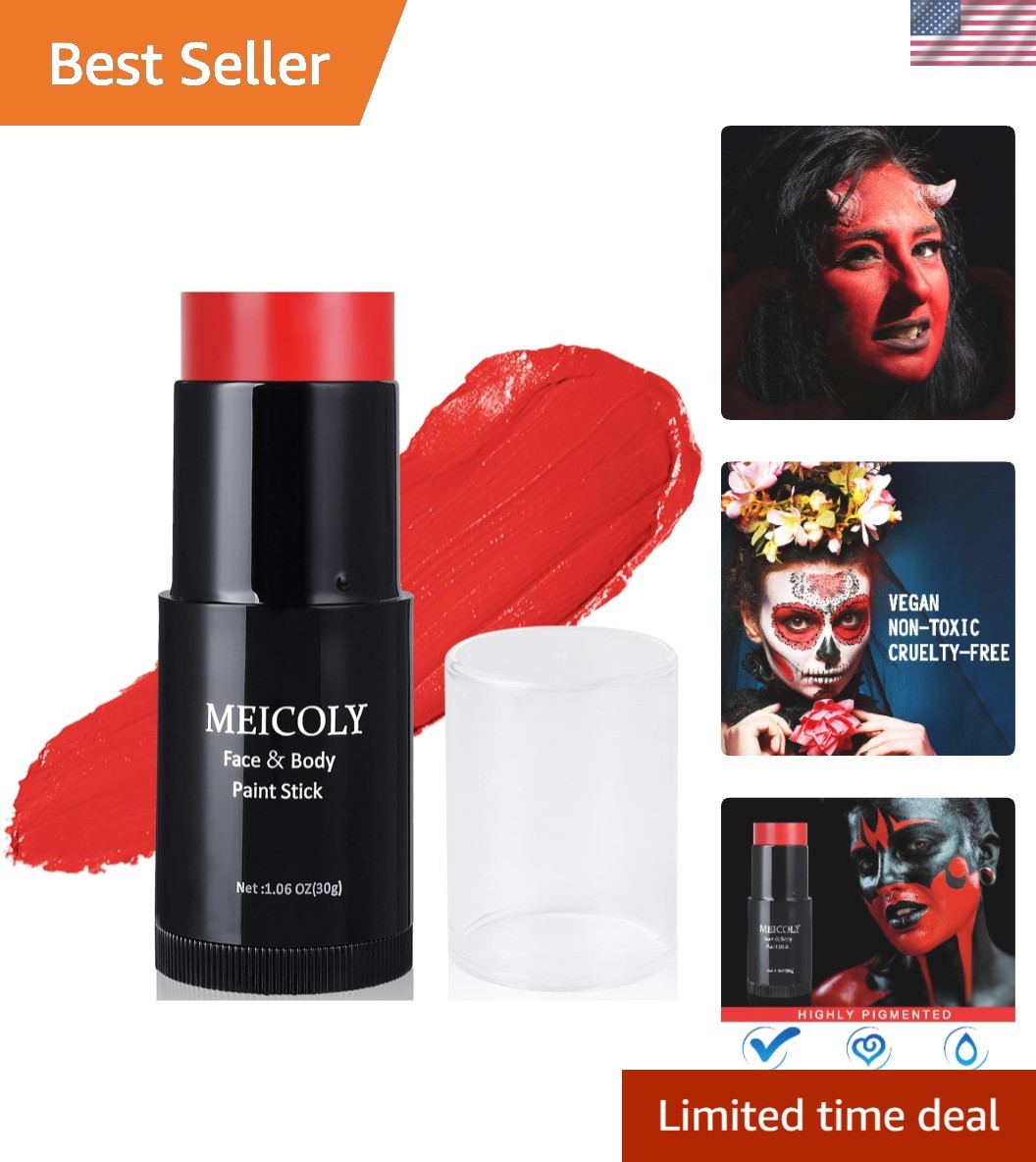 Kid-Friendly Red Face Paint Stick – 1.06 Oz, Paraben-Free for Safe Halloween Fun
