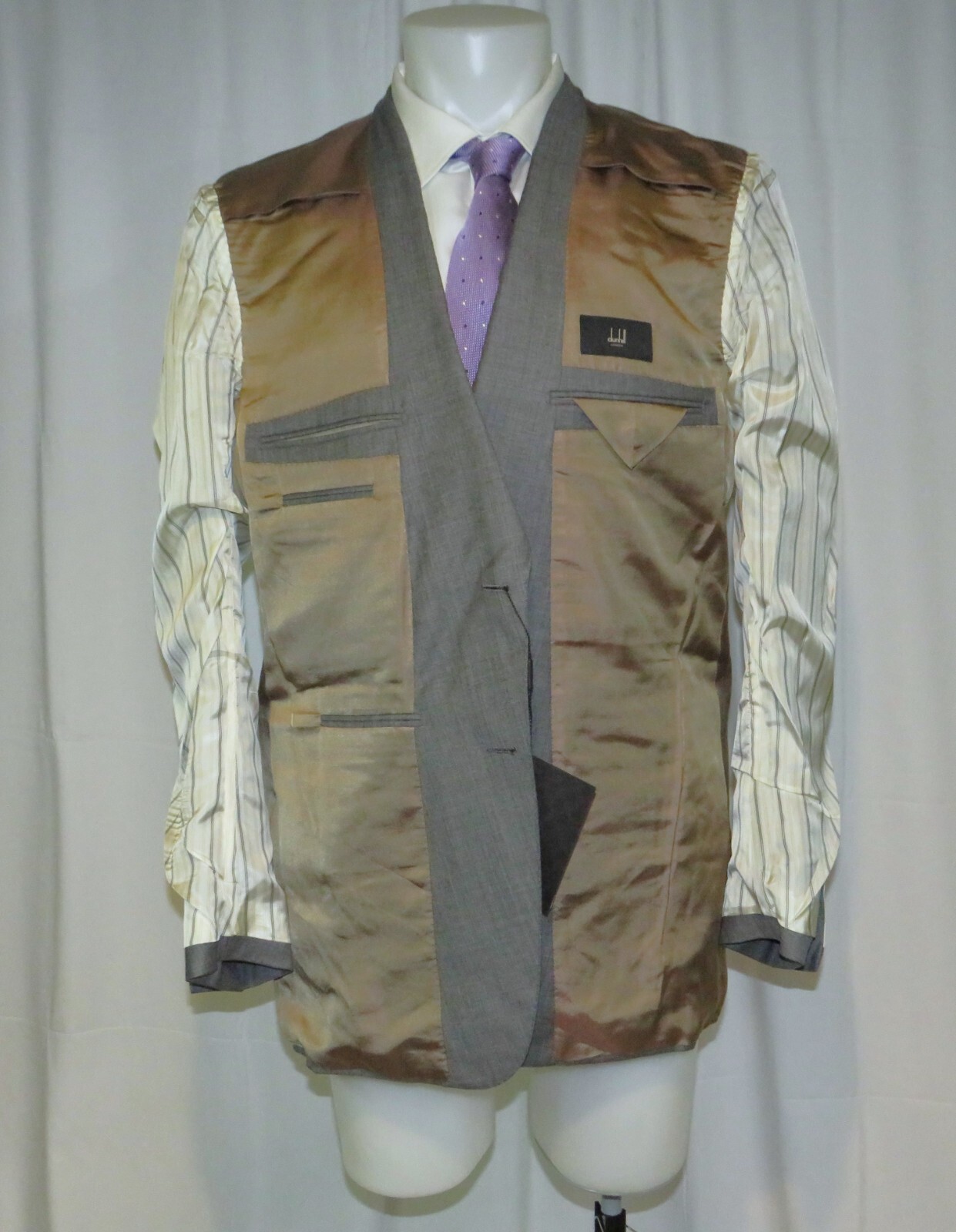 Dunhill x Zegna Mayfair Fit Solid Gray Current Two Button Suit 46L NWT